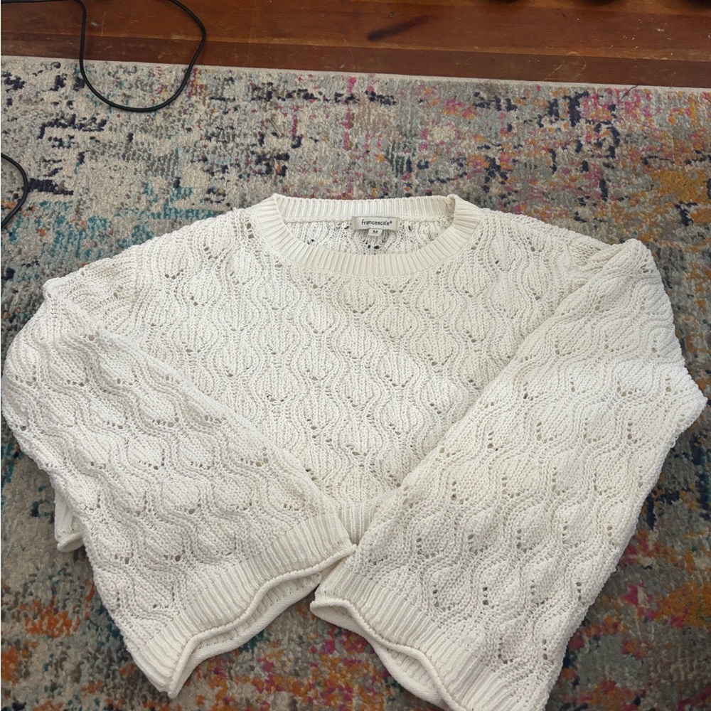 Women's White Cable Knit Sweater